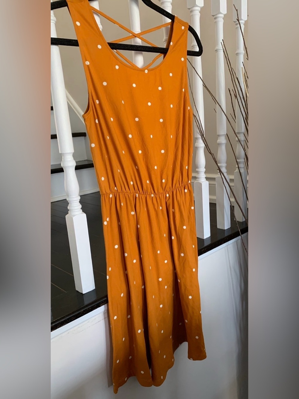 Everly Orange Polka Dot Midi Dress